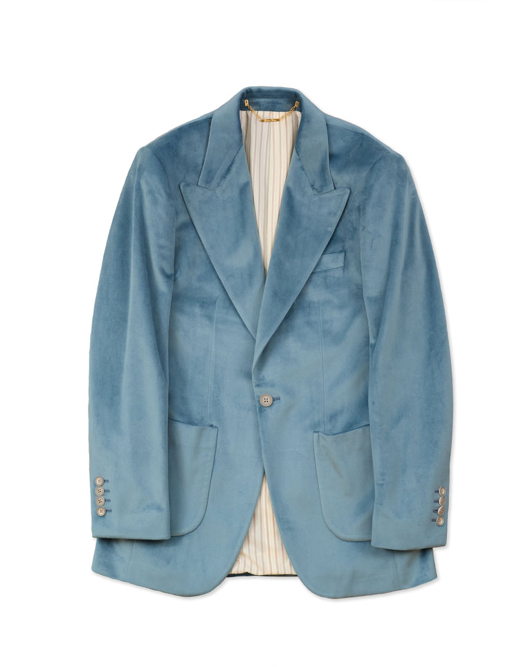 Light Blue Velvet Jacket GOLD