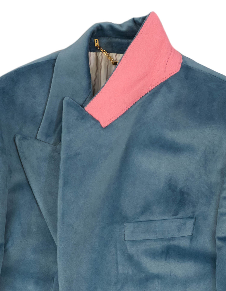 Light Blue Velvet Jacket GOLD