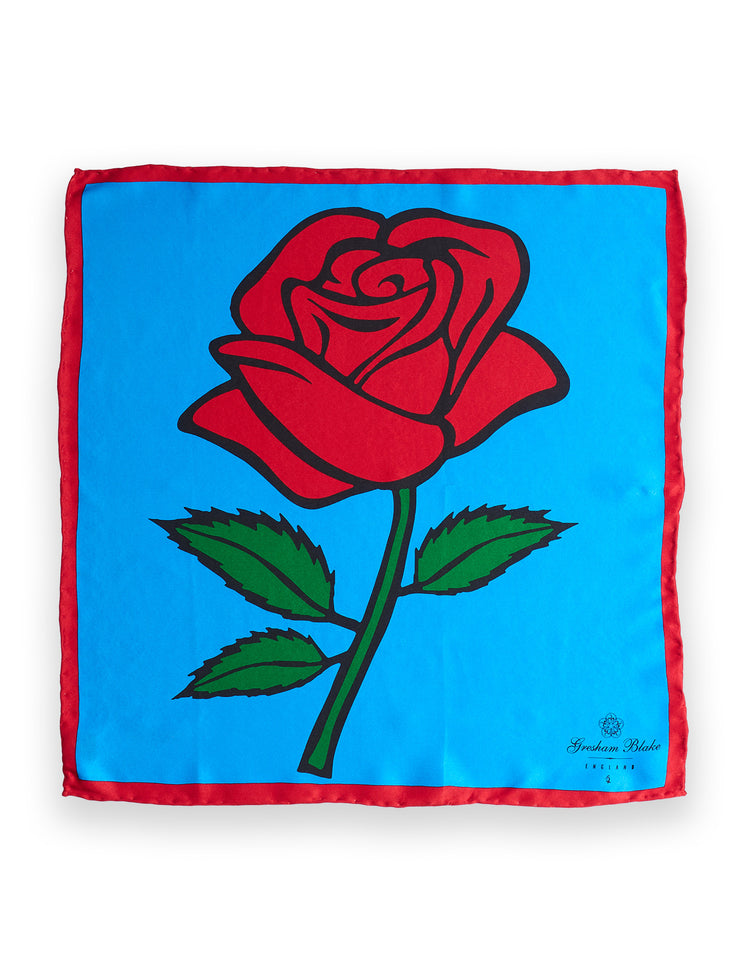 Blue Rose Pocket Square