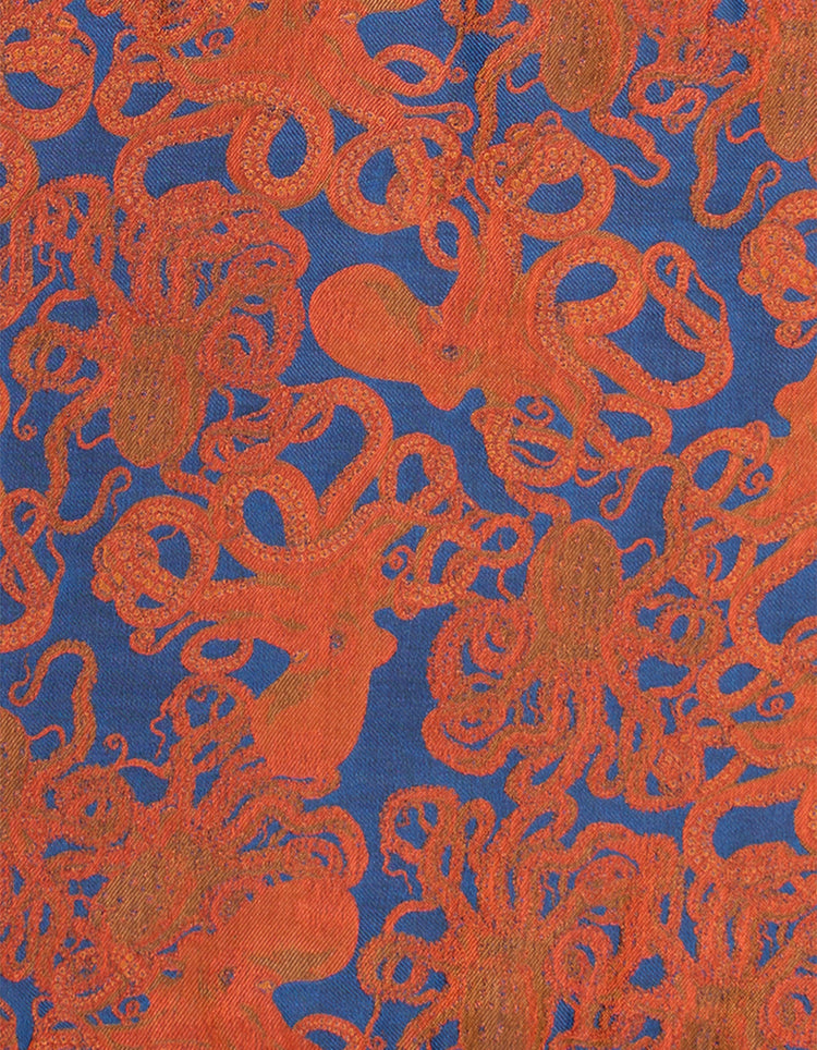 Navy Octopus Silk Pocket Square