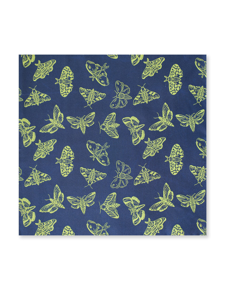 Navy & Green Moths Pocket Square