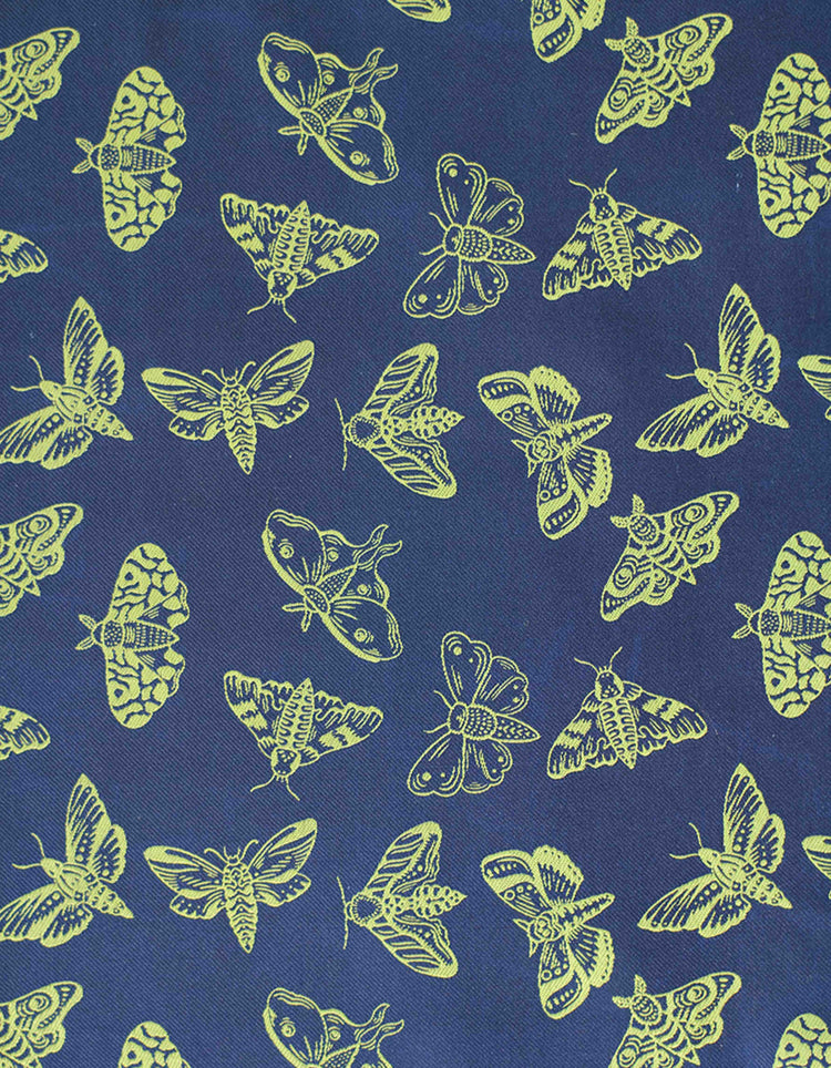 Navy & Green Moths Pocket Square
