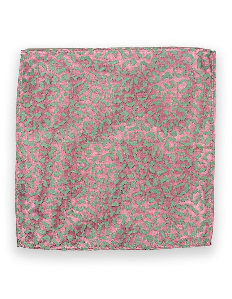 Olive & Pink Leopard Pocket Square