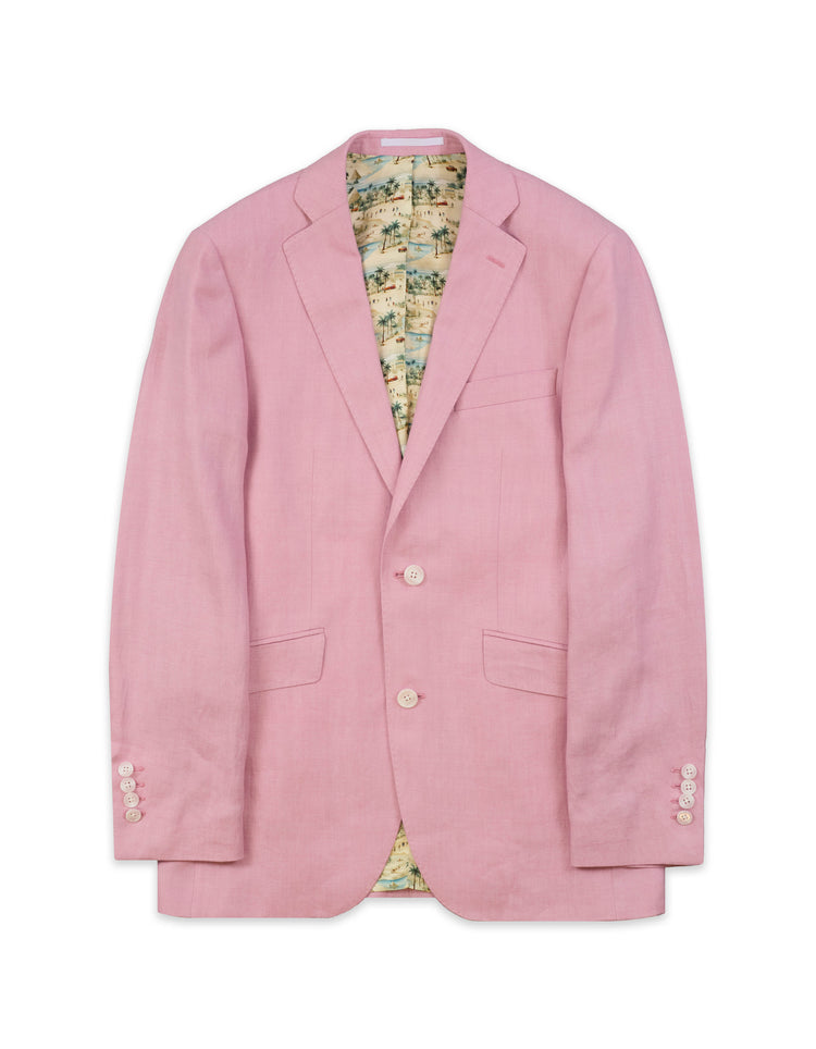 Pink Herringbone Linen Suit