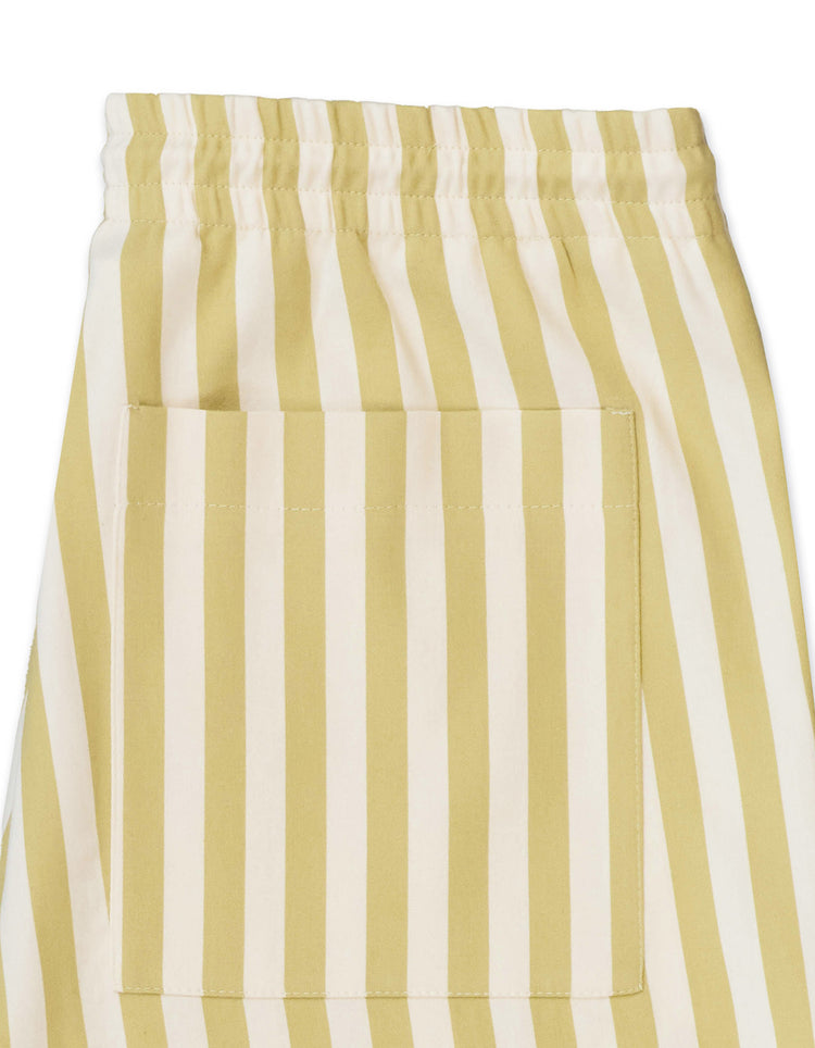 Pale Green & Ecru Stripe Drawstring Trouser