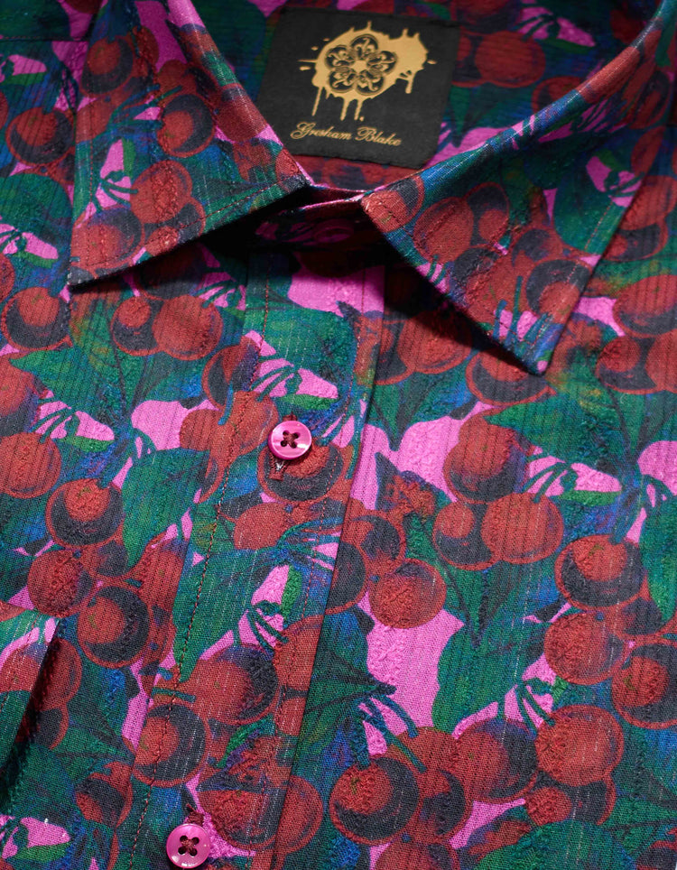 Camisa de cerezas rosas