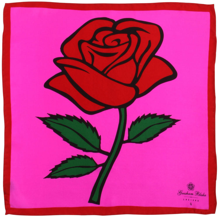 Hot Pink Rose Pocket Square