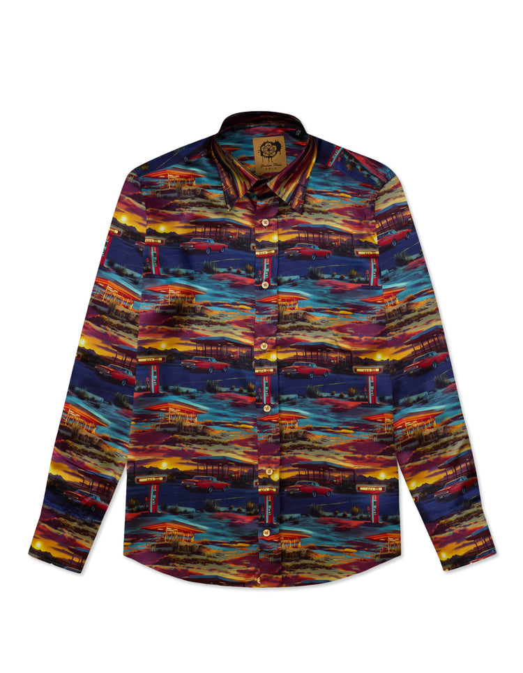 Garage at Dusk Silk Shirt