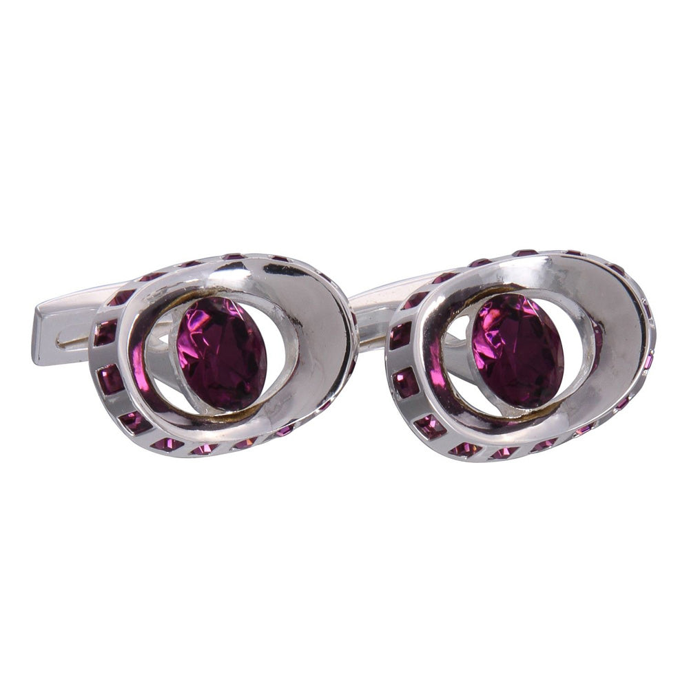 Silver & Purple Gemstone Eye Cufflinks