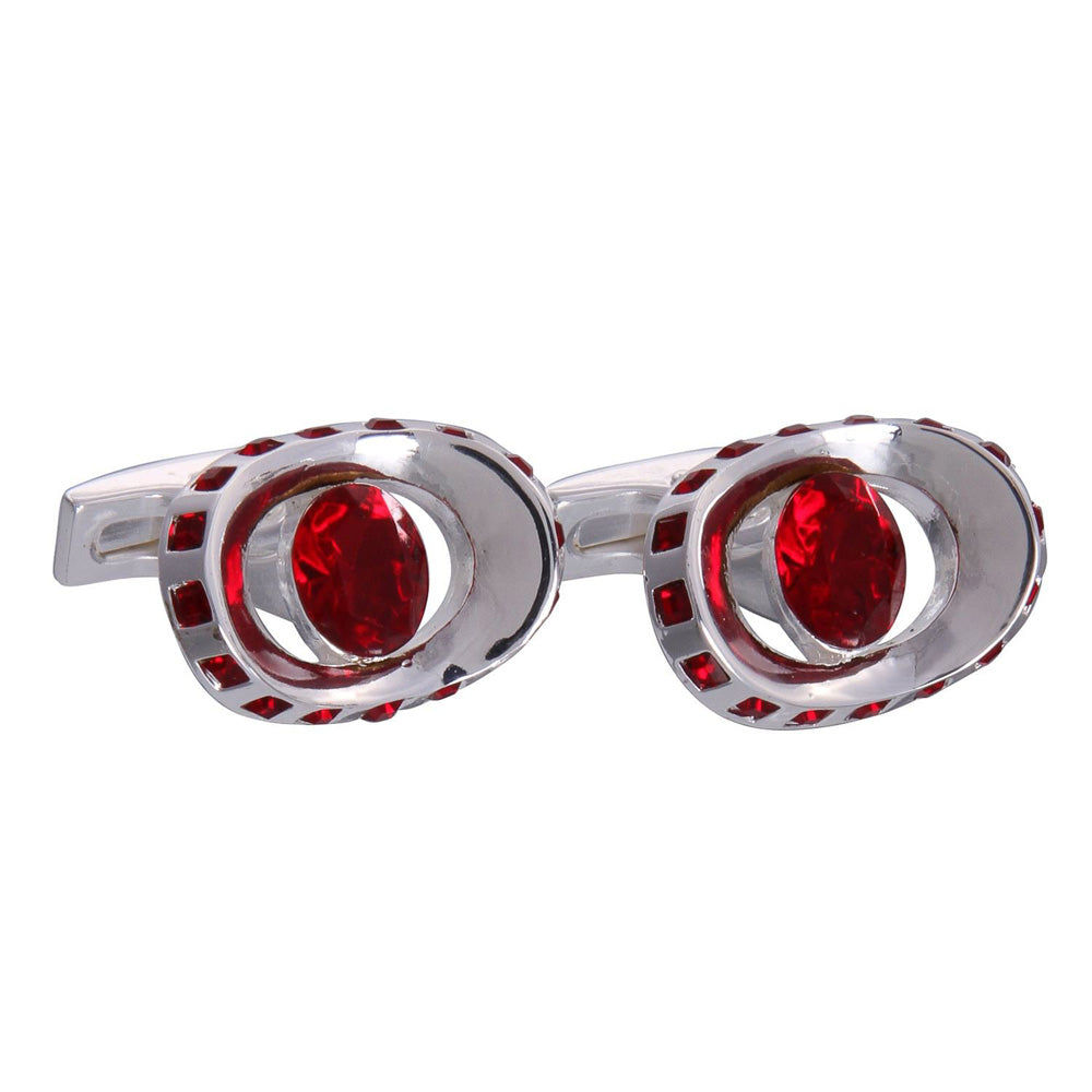 Silver & Red Gemstone Eye Cufflinks
