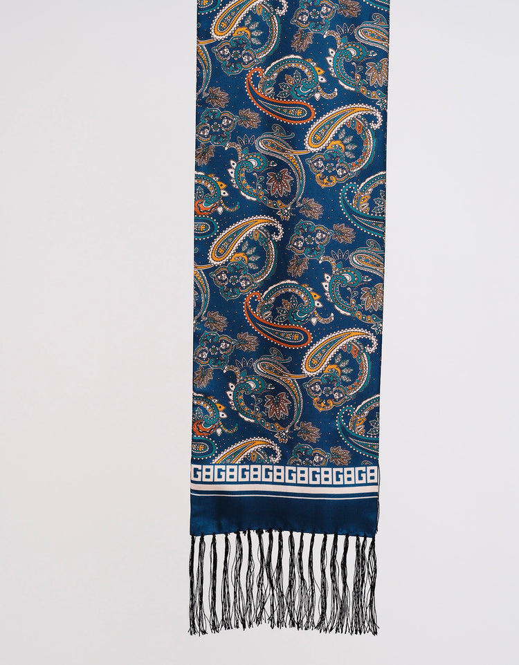 Teal & Orange Paisley Silk Scarf