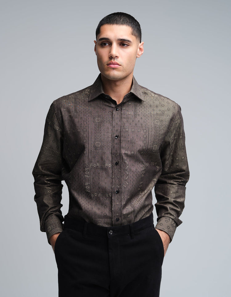 Antique Ornamental Jacquard Shirt - Gresham Blake Online