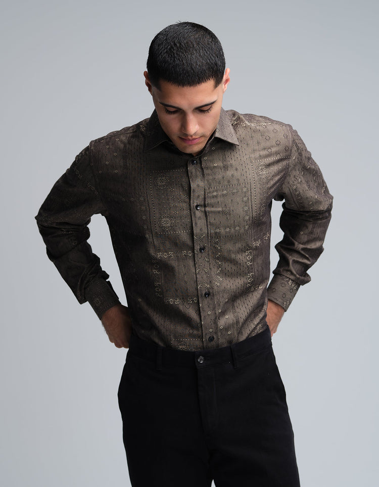 Antique Ornamental Jacquard Shirt - Gresham Blake Online