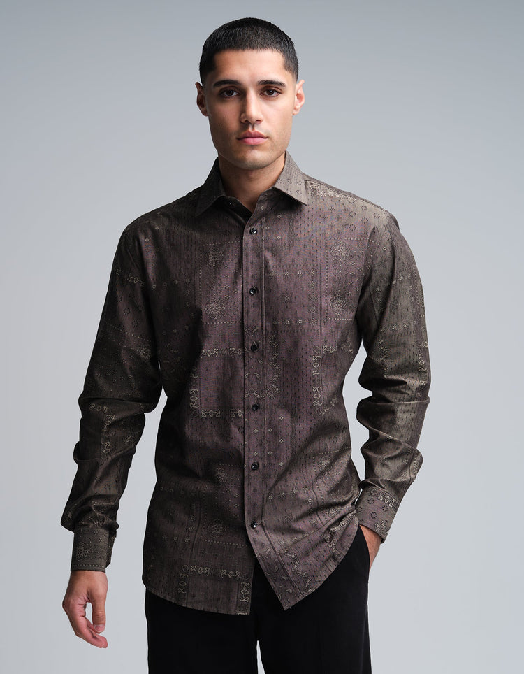 Antique Ornamental Jacquard Shirt - Gresham Blake Online