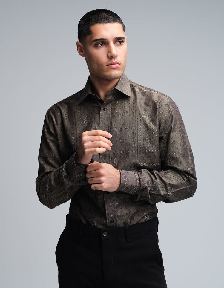 Antique Ornamental Jacquard Shirt - Gresham Blake Online