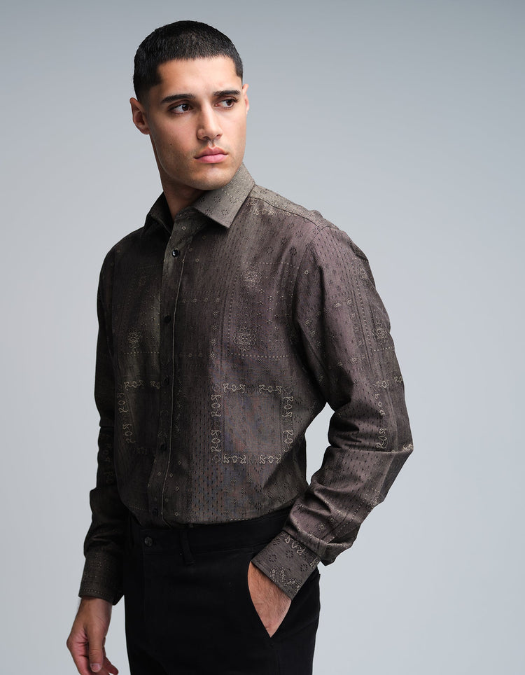 Antique Ornamental Jacquard Shirt - Gresham Blake Online