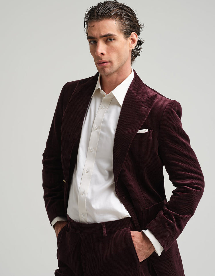 Aubergine Corduroy Suit - Gresham Blake Online