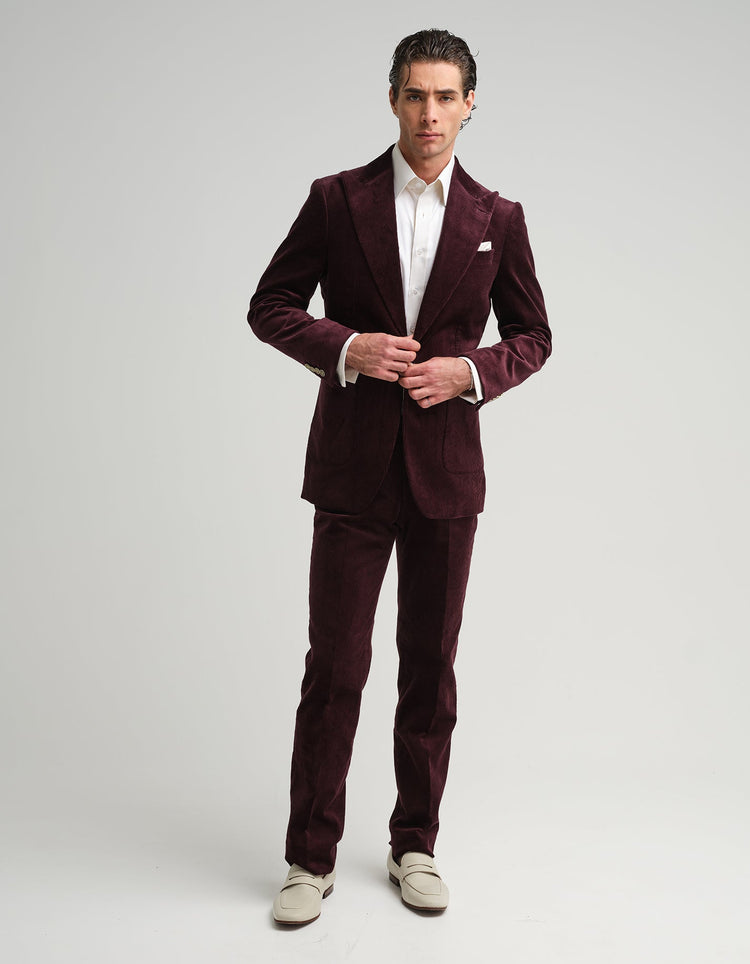 Aubergine Corduroy Suit - Gresham Blake Online