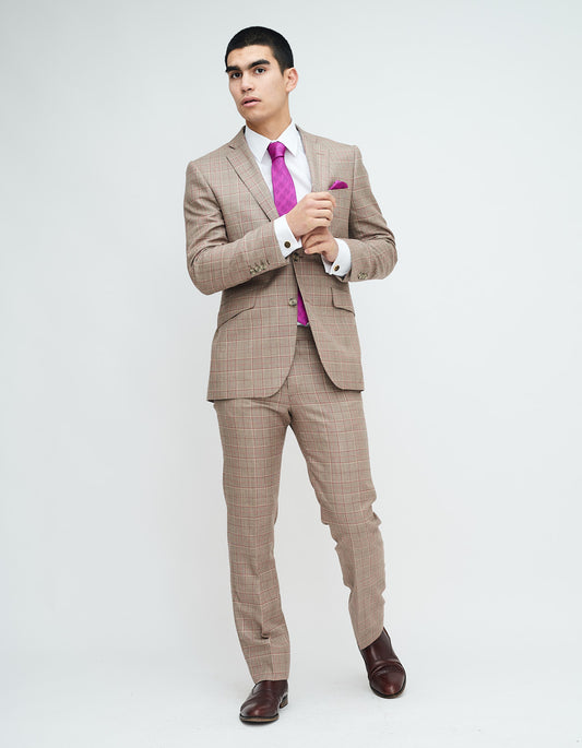red checked wool suit for mens