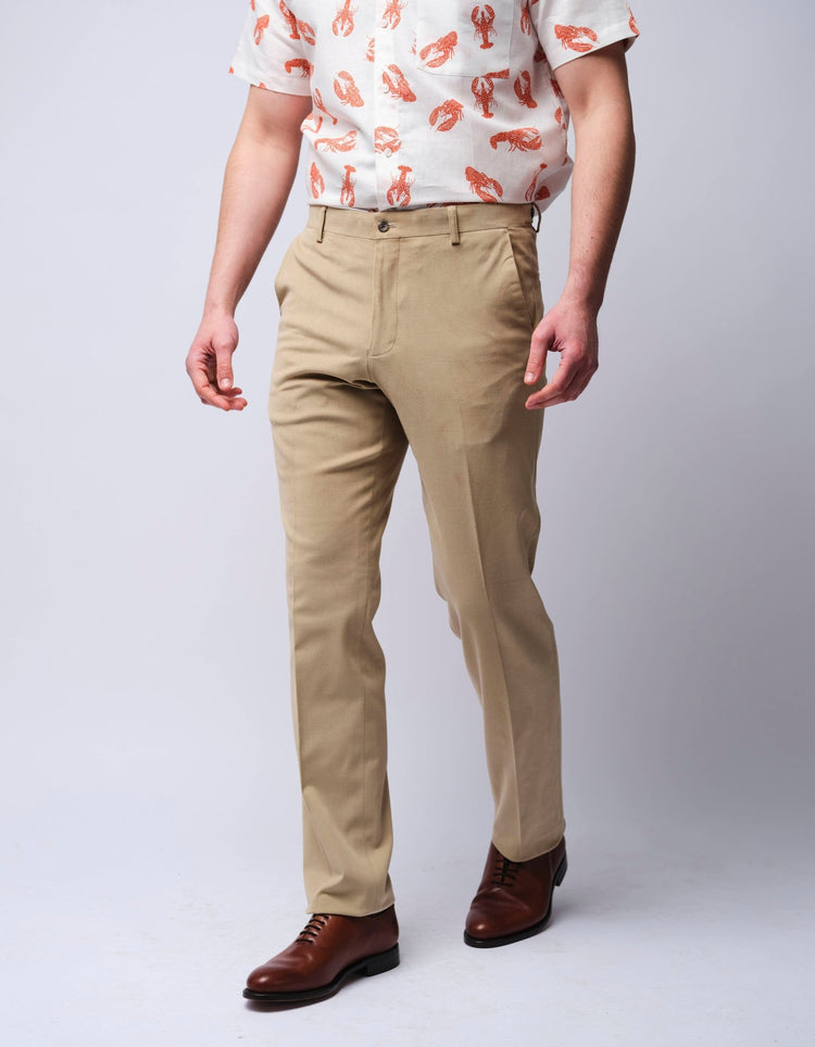 Beige Cotton Stretch Chino - Gresham Blake Online