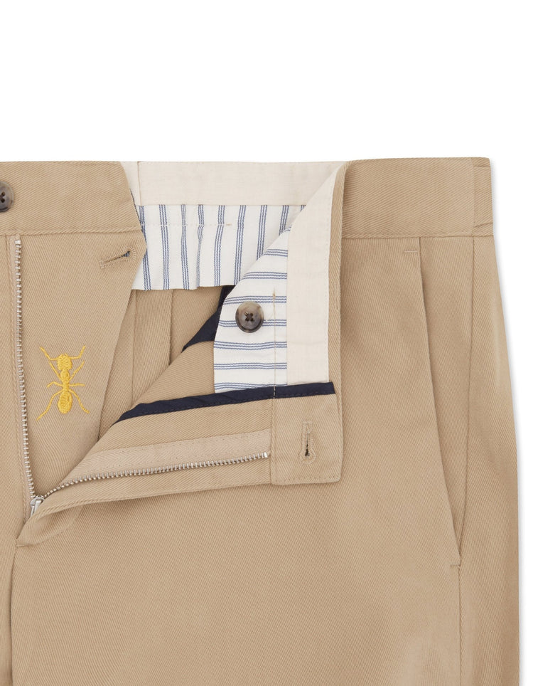 Beige Cotton Stretch Chino - Gresham Blake Online
