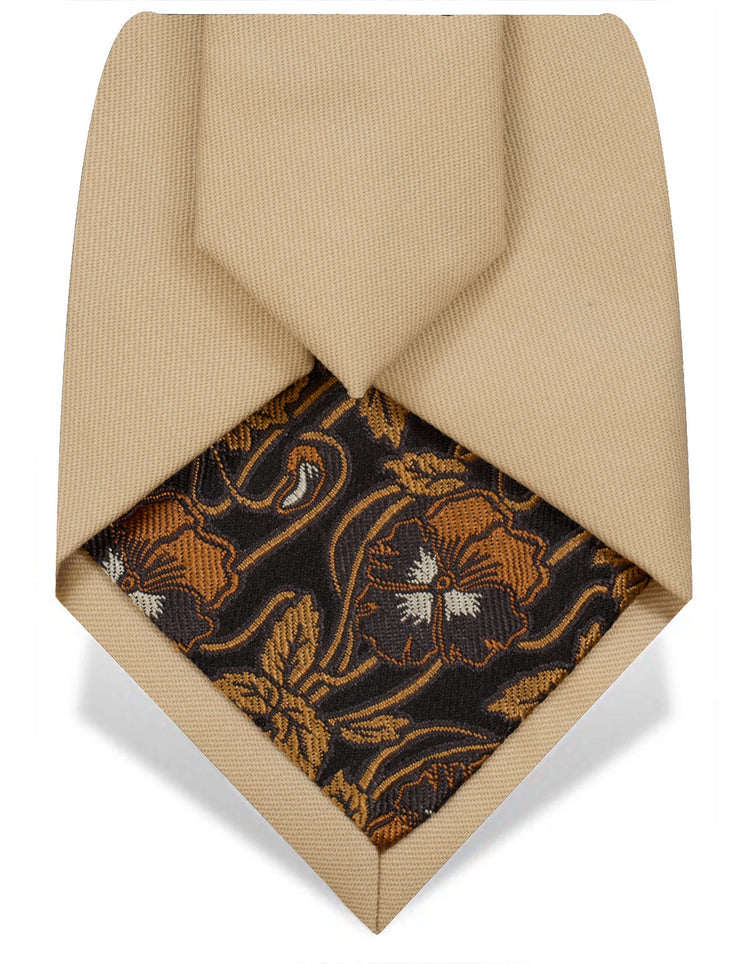 Beige Embroidered Floral Tie - Gresham Blake Online
