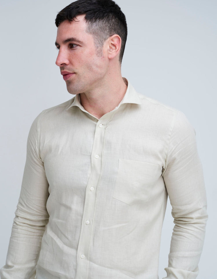 Beige Linen Shirt - Gresham Blake Online