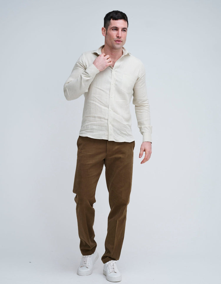 Beige Linen Shirt - Gresham Blake Online