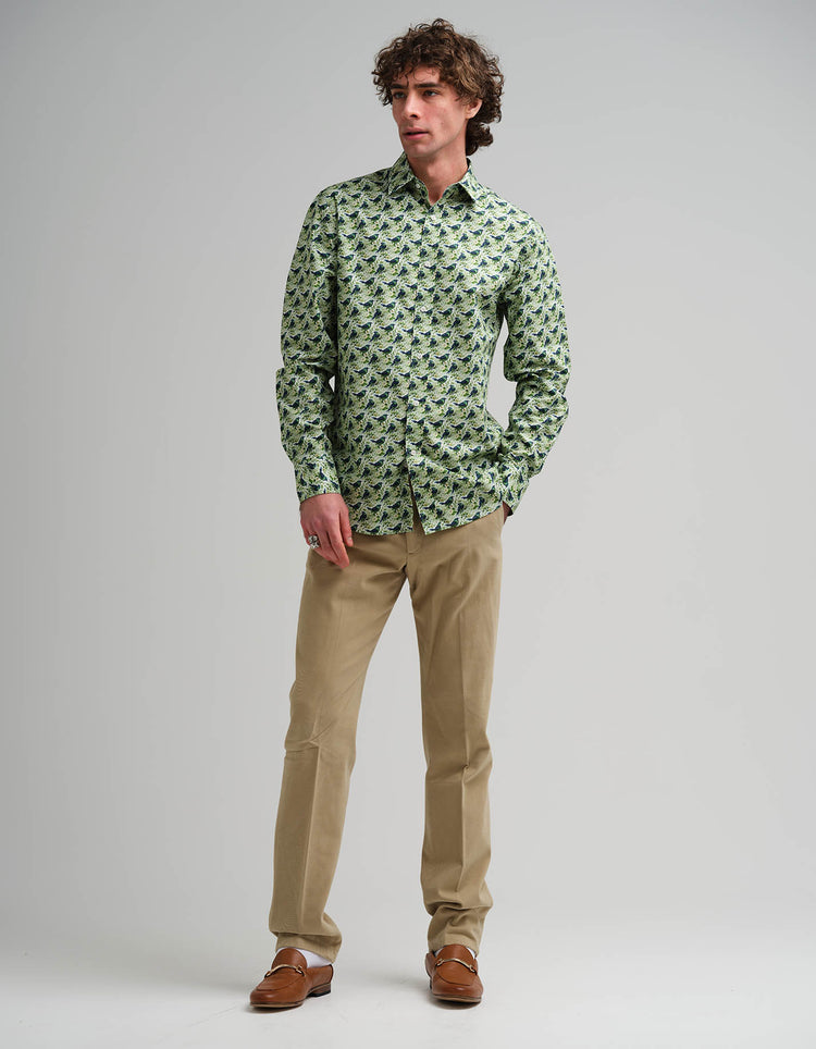 Green Bird Shirt Printed Shirt