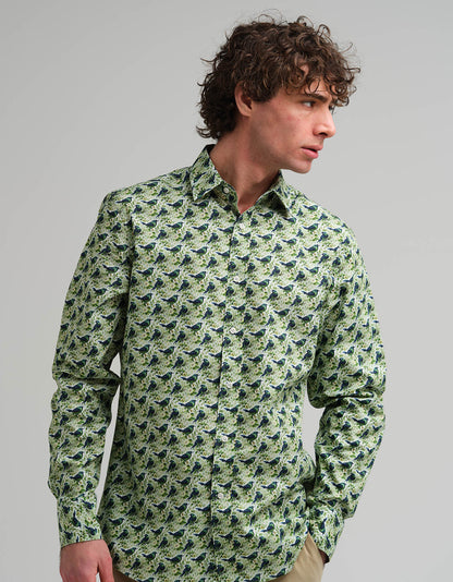 Green Bird Shirt Printed Shirt
