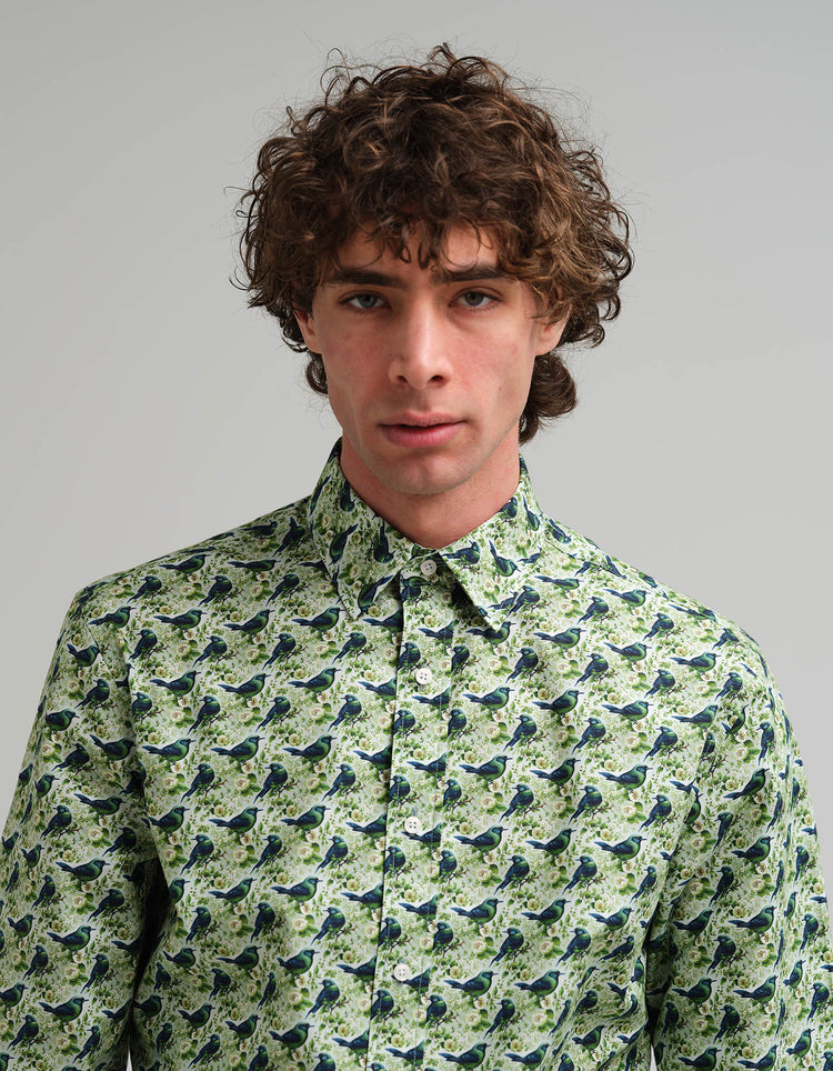 Green Bird Shirt Printed Shirt