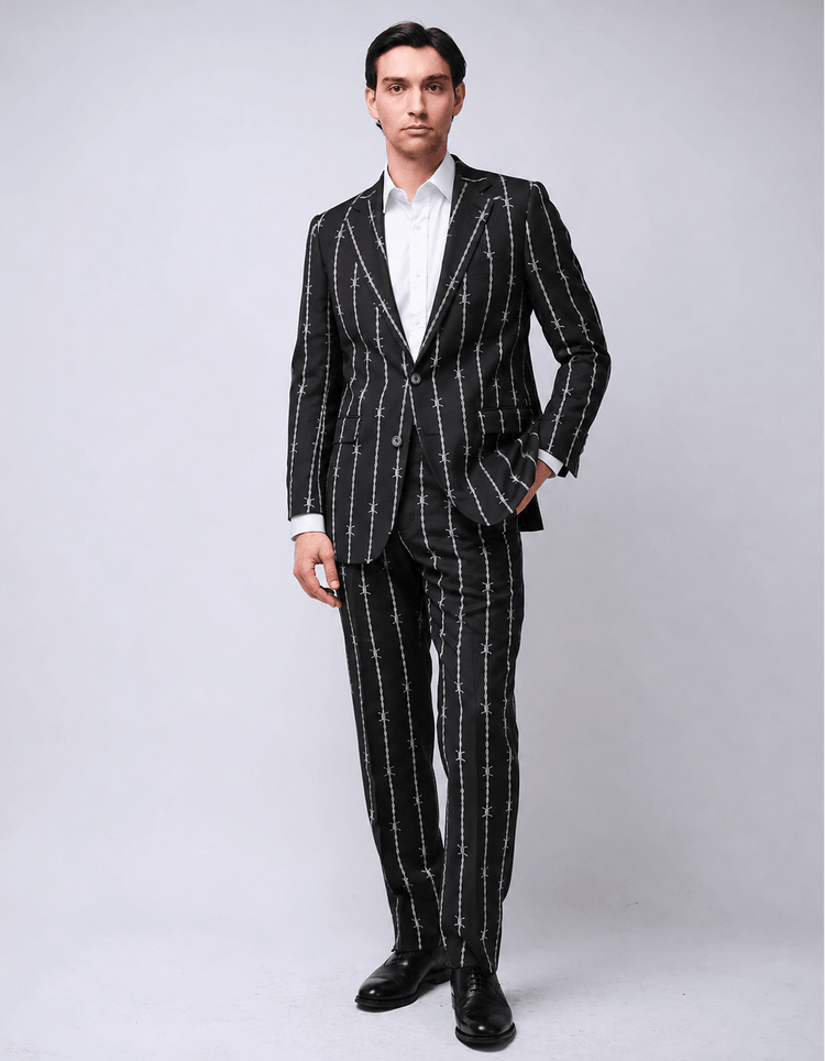 Black Barbed Wire Jacquard Suit - Gresham Blake Online