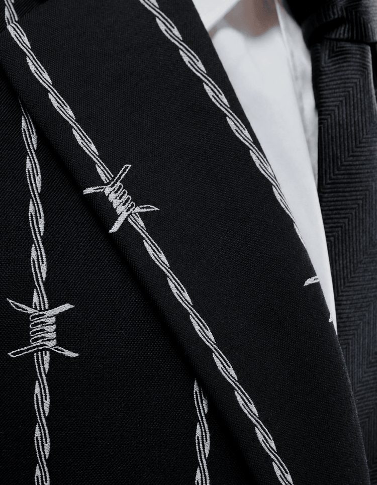 Black Barbed Wire Jacquard Suit - Gresham Blake Online
