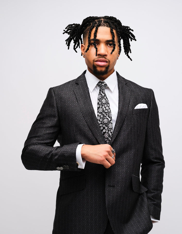 Black & Charcoal GB Monogram Suit - Gresham Blake Online