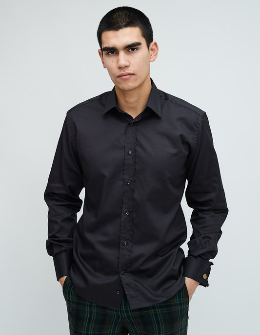 black double collar shirt mens