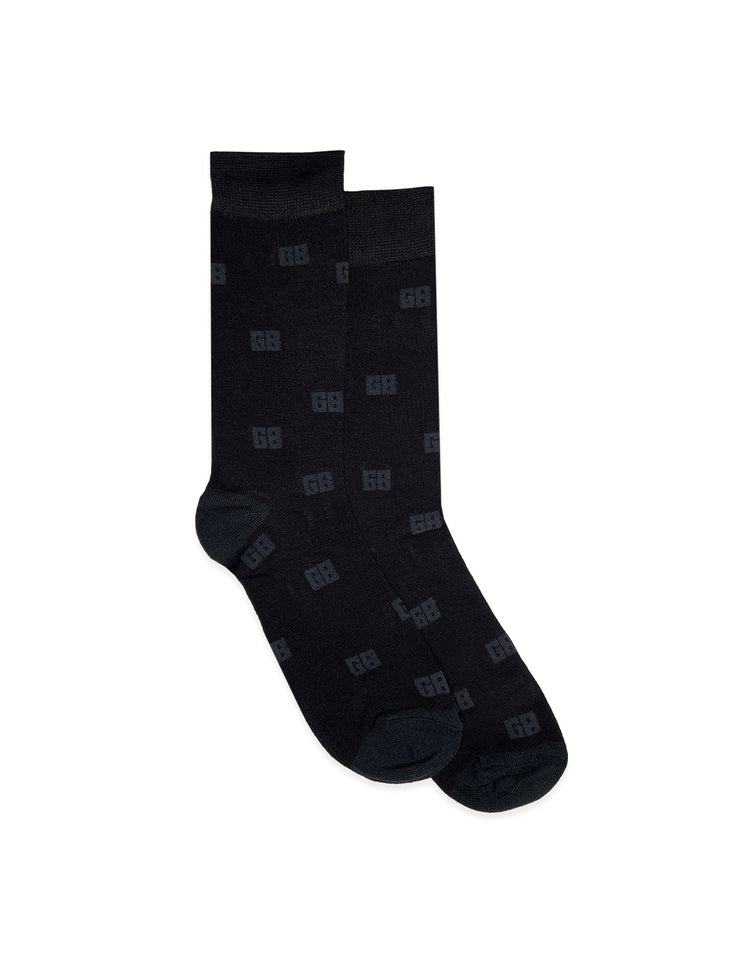 Black GB Monogram Bamboo Sock - Gresham Blake Online