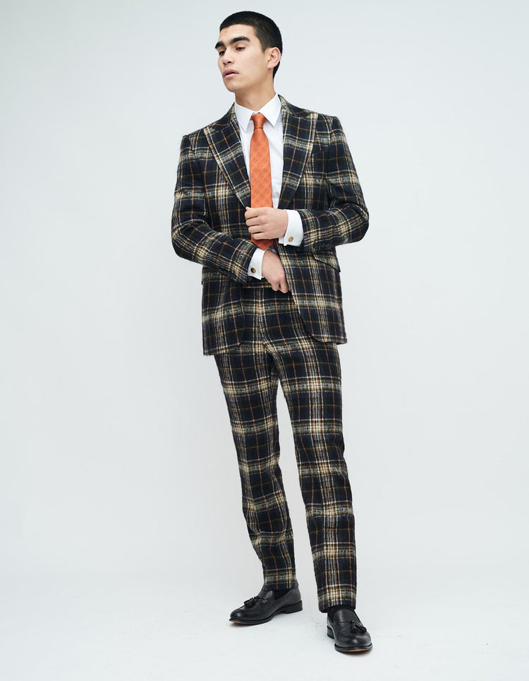 Black & Gold Brushed Mohair Suit - Gresham Blake Online