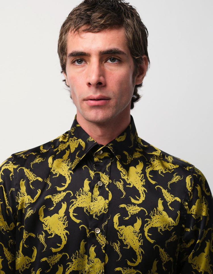 Black & Gold Scorpion Silk Shirt - Gresham Blake Online