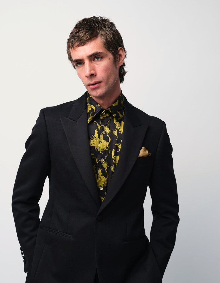 Black & Gold Scorpion Silk Shirt - Gresham Blake Online