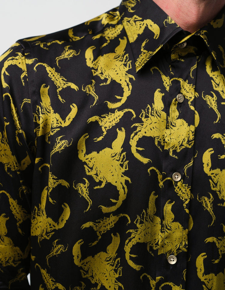 Black & Gold Scorpion Silk Shirt - Gresham Blake Online