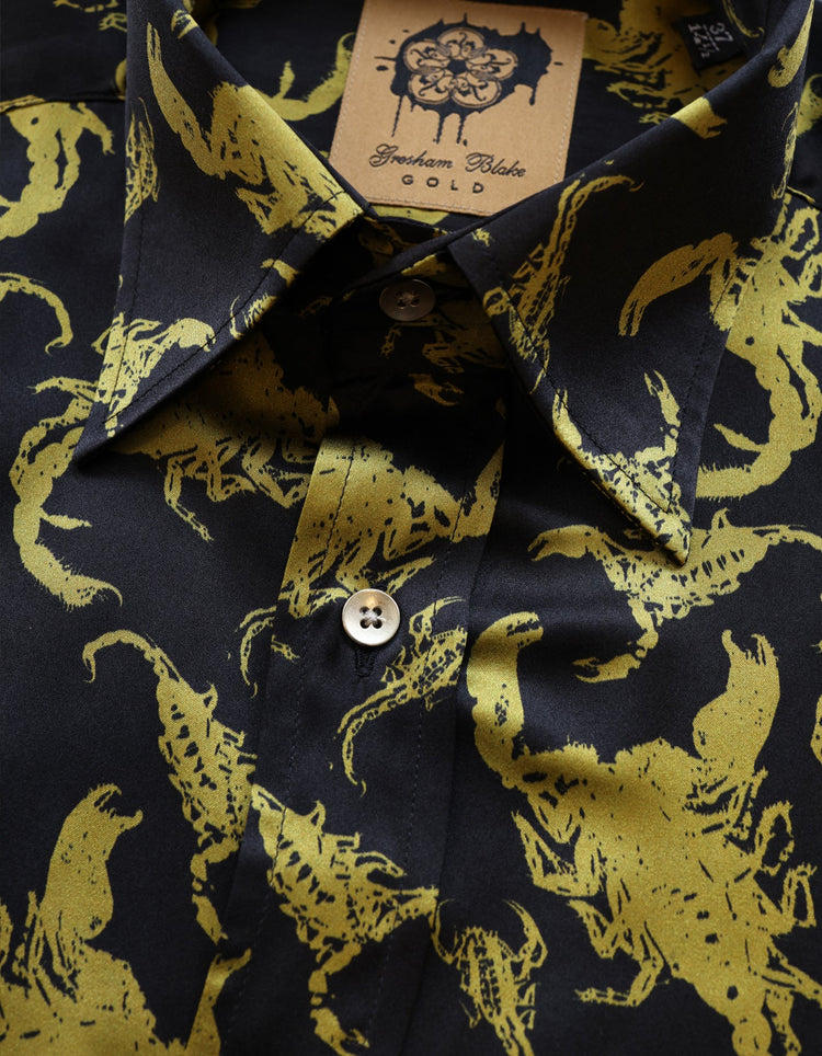 Black & Gold Scorpion Silk Shirt - Gresham Blake Online