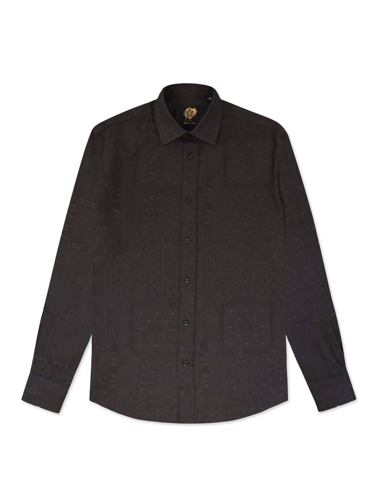 Black Ornamental Jacquard Shirt - Gresham Blake Online