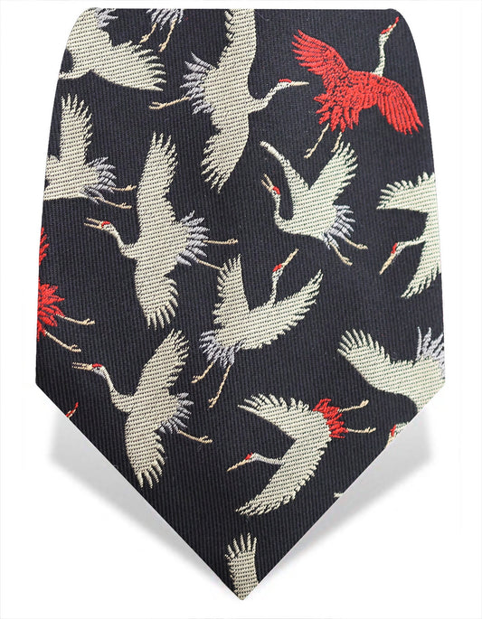 Black & Red Cranes Silk Tie - Gresham Blake Online
