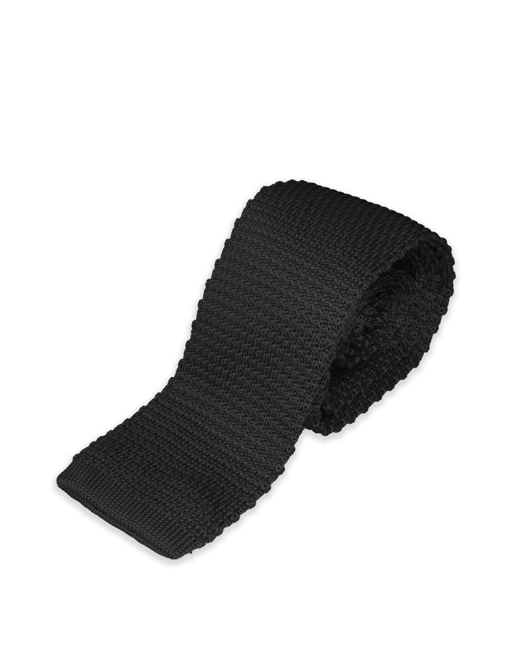 Black Skinny Knit Tie - Gresham Blake Online