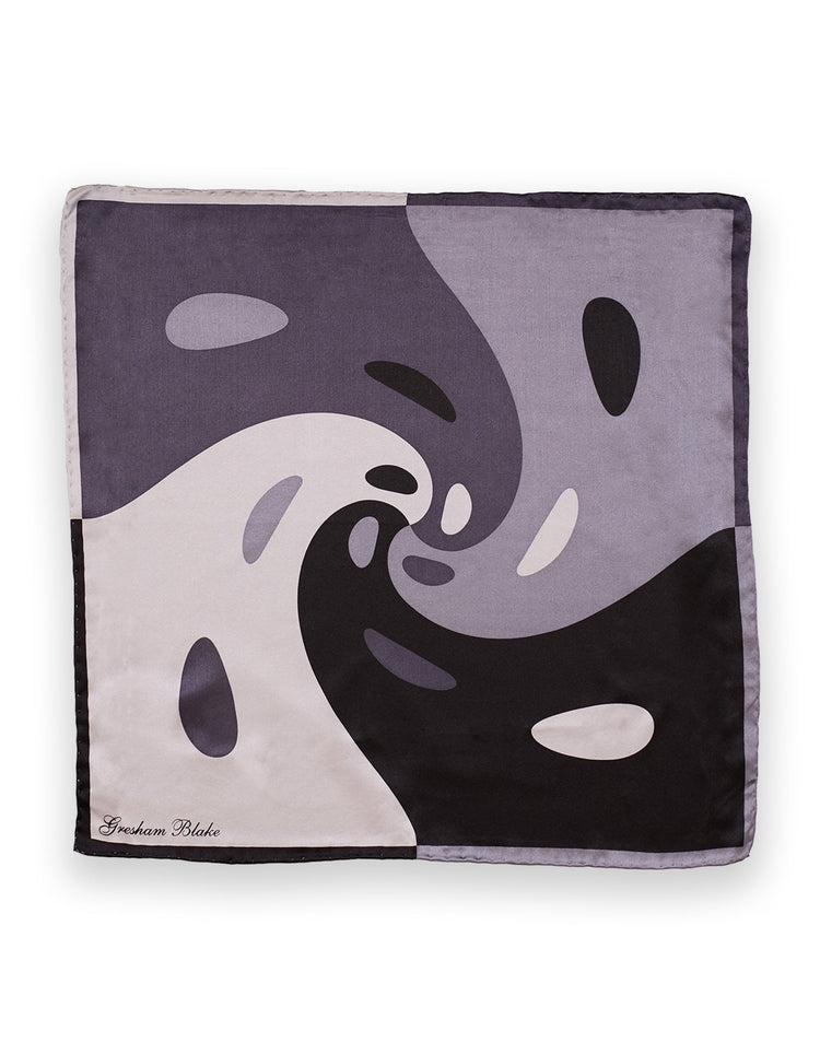Black Swirl Pocket Square - Gresham Blake Online