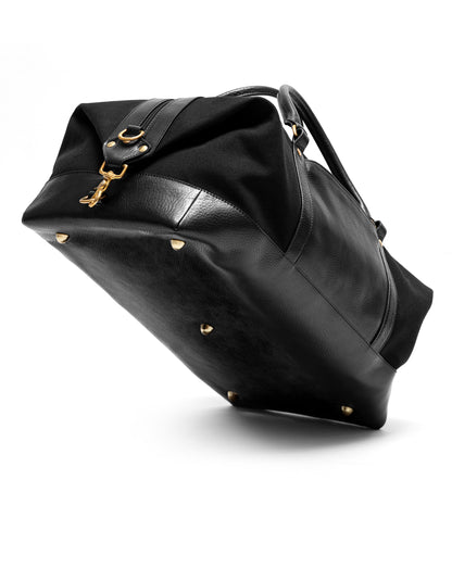 black duffle bag leather