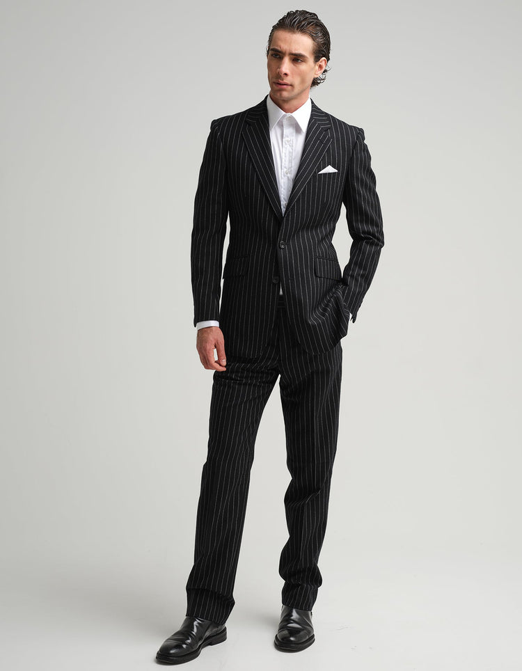 Black & White Chalk Stripe Suit - Gresham Blake Online