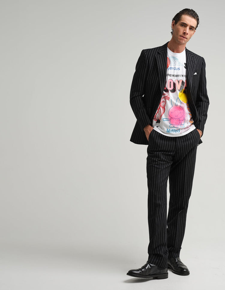 Black & White Chalk Stripe Suit - Gresham Blake Online