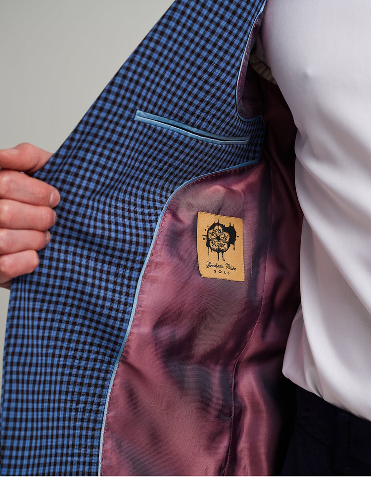 Blue & Brown Gingham Jacket - Gresham Blake Online