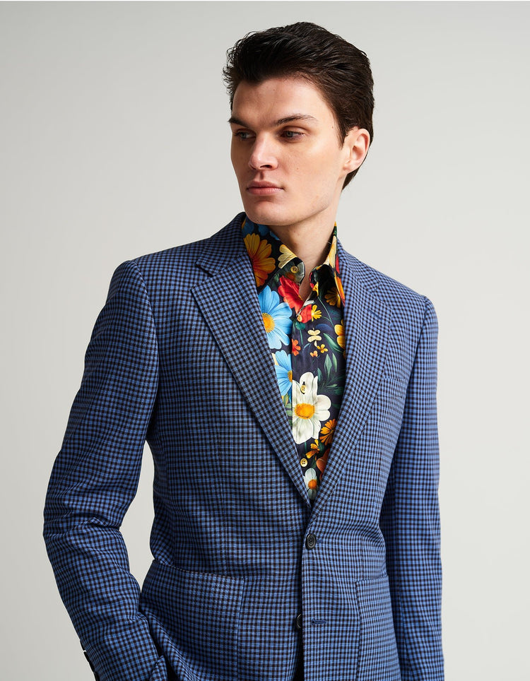 Blue & Brown Gingham Jacket - Gresham Blake Online